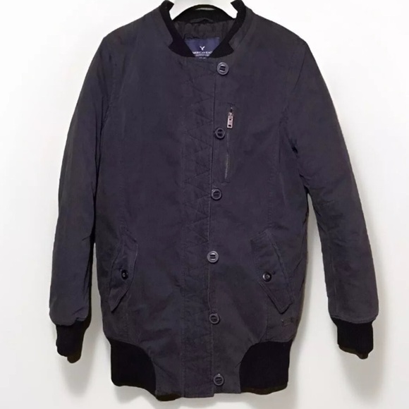 American Eagle Outfitters Other - American Eagle Bomber Jacket Mens Small Black Heavy Thick Aviator Y2K Gorpcore